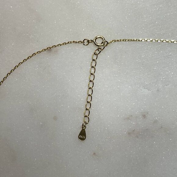 Sensitive "Name Plate" Necklace Gold over Sterling Silver 925 - Picture 5 of 5